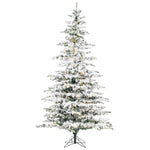 6.5' Flocked Sierra Fir Artificial Xmas Tree with Pure White Single Mold LED