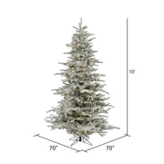 10' Flocked Sierra Fir Artificial Christmas Tree Pure White Single Mold LED
