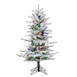 4.5' Flocked Sierra Fir Slim Artificial Xmas Tree Colored LED Dura-Lit lights