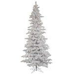 Vickerman 6.5' Flocked White Slim Artificial Christmas Tree Pure White LED