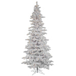 Vickerman 9' Flocked White Slim Artificial Christmas Tree Pure White LED