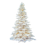 4.5' Flocked White Spruce Artificial Christmas Tree Frosted Pure White LED