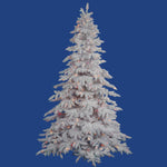 6.5' Flocked White Spruce Artificial Christmas Tree Multi-Colored Lights