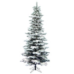 Vickerman  7.5' Flocked Utica Fir Slim Artificial Christmas Tree Unlit