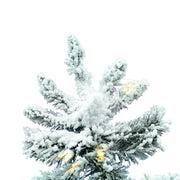 12' Flocked Utica Fir Slim Artificial Christmas Tree Pure White Single Mold LED