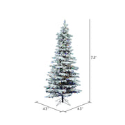 7.5' Flocked Utica Fir Slim Artificial Christmas Tree Multi-Colored LED
