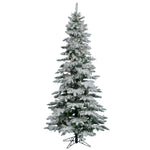 7.5' Flocked Utica Fir Slim Artificial Christmas Tree Multi-Colored Lights
