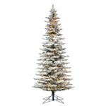 9' Flocked Utica Fir Slim Artificial Christmas Tree Pure White Single Mold LED