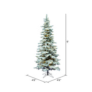 9' Flocked Utica Fir Slim Artificial Christmas Tree Pure White Single Mold LED