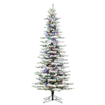Vickerman 9' Flocked Utica Fir Slim Artificial Christmas Tree Multi-Colored LED