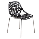 LeisureMod Modern Asbury Dining Chair w/ Chromed Legs Black