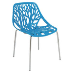 LeisureMod Modern Asbury Dining Chair w/ Chromed Legs Blue