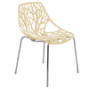 LeisureMod Modern Asbury Dining Chair w/ Chromed Legs Cream