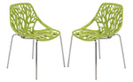 LeisureMod Modern Asbury Dining Chair w/ Chromed Legs Green