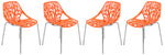 LeisureMod Modern Asbury Dining Chair w/ Chromed Legs Orange