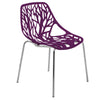 LeisureMod Modern Asbury Dining Chair w/ Chromed Legs Purple