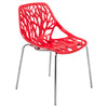 LeisureMod Modern Asbury Dining Chair w/ Chromed Legs Red