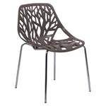 LeisureMod Modern Asbury Dining Chair w/ Chromed Legs Taupe