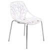 LeisureMod Modern Asbury Dining Chair w/ Chromed Legs White
