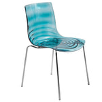LeisureMod Modern Astor Plastic Dining Chair Transparent Blue
