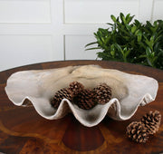 Coastal Polyresin Decorative Bowl – White Clamshell Centerpiece