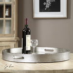 Elegant Round Mirrored Tray – Uttermost Bechet Silver Finish Decor