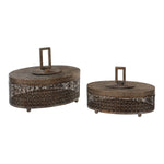 Agnese Antiqued Gold Boxes, Set Of 2