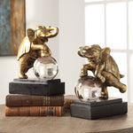 Circus Act Gold Elephant Bookends