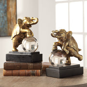 Circus Act Gold Elephant Bookends