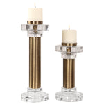 Uttermost 18645 Leslie Brushed Brass Candleholders, S/2