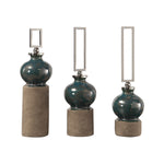 Uttermost 18607 Francis Blue Glaze Bottles S/3