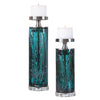 Uttermost 17583 Almanzora Teal Glass Candleholders S/2