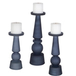 Uttermost 17779 Cassiopeia Blue Glass Candleholders, S/3