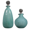 Uttermost 17841 Mellita Aqua Glass Bottles, Set of 2