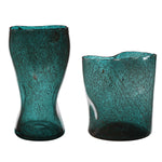Uttermost 17843 Lulu Aqua Glass Vases, Set of 2
