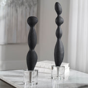 17972 Koa Black Marble Sculptures, Set of 2
