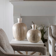 17990 Islander White Washed Vases, Set of 2