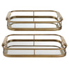 Uttermost 18014 Rosea Brushed Gold Trays, Set of 2