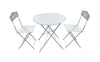 Benzara Metal Bistro Set with Two Chairs White