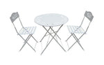Benzara Metal Bistro Set with Two Chairs White