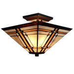 Amora Lighting AM085CL14B Tiffany-Style Mission 2-Light Semi-Flush Ceiling Fixture 12" High