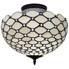 Amora Lighting AM086CL16B Tiffany-Style Jewel 2-Light Semi-Flush Ceiling Fixture 13" High