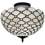 Amora Lighting AM086CL16B Tiffany-Style Jewel 2-Light Semi-Flush Ceiling Fixture 13" High