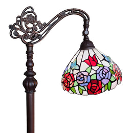 Amora Lighting AM1114FL12B Tiffany Style Roses Reading Floor Lamp 62