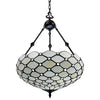 Amora Lighting AM1117HL18B Tiffany Style 2 Lights White Ceiling Hanging Pendant Lamp 18" Wide