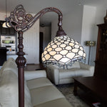Amora Lighting Tiffany Style Jeweled Reading Floor Lamp – 62 Inch High Handcrafted Stained Glass Shade with Dark Bronze Base