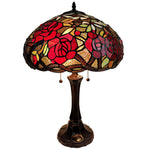 Amora Lighting AM1535TL16B Tiffany Style Red Roses Table Lamp 24" High 