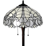 Amora Lighting Tiffany Style Floral White Floor Lamp – 62 Inch High Handcrafted Stained Glass Shade