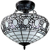Amora Lighting Tiffany Style AM230HL16B White 2-light Ceiling Fixture 16" High