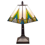 Amora Lighting AM363TL08 Tiffany Style Table Lamp Banker Mission 14.5" Tall 